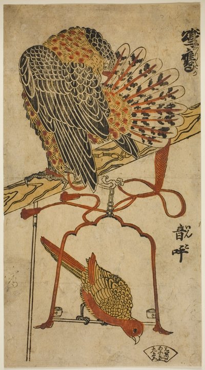 Pacsirta és ara (Sparrowhawk és ara) alkotó: Torii Kiyomasu I