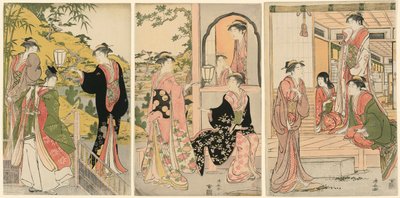 Az Ushiwakamaru szerenádozó Joruri hercegnő modern változata alkotó: Torii Kiyonaga