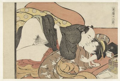 Bordély kliens Courtesannal Kiképző udvarhölgy és bordélylátogató Shikido juniban (sorozat címe a tárgyon) alkotó: Torii Kiyonaga