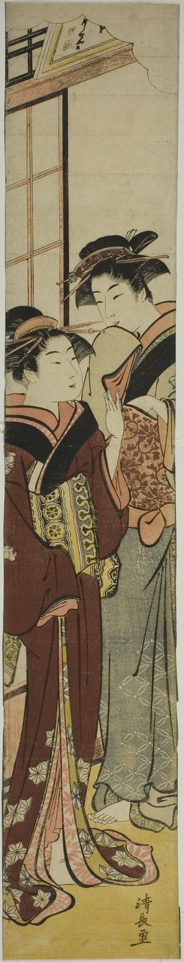 Gésa beszélget a szobalányával alkotó: Torii Kiyonaga