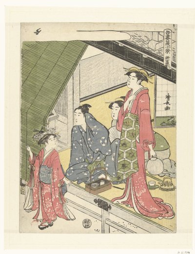 Az új Yoshiwara Shin Yoshiwara (cím a tárgyon) Tíz nyári jelenet a keleti fővárosban (sorozat címe) Azuma natsu jukkei (sorozat címe az objektumon) alkotó: Torii Kiyonaga