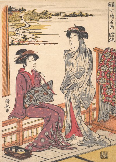 Miyanoshita, az egyik meleg forrás neve Hakone-ban, kb. 1779. alkotó: Torii Kiyonaga