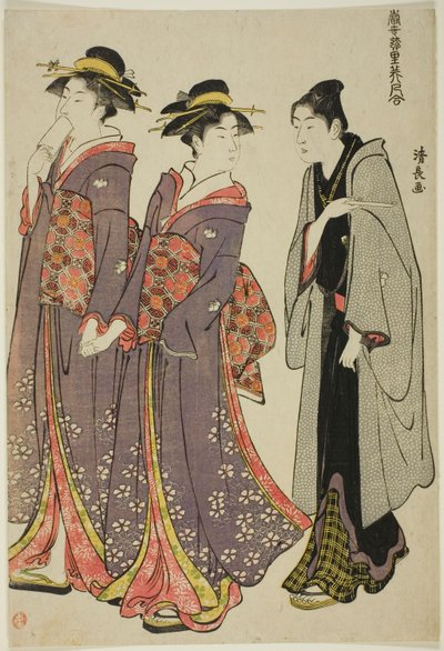 Sétára a "A Pleasure Quarters kortárs szépségeinek gyűjteménye (Tosei yuri bijin awase)" sorozatból alkotó: Torii Kiyonaga