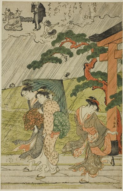 Hirtelen zápor a Mimeguri szentélyben alkotó: Torii Kiyonaga