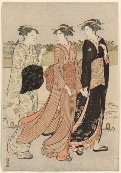 Nyári alkonyat a Sumida folyó partján alkotó: Torii Kiyonaga