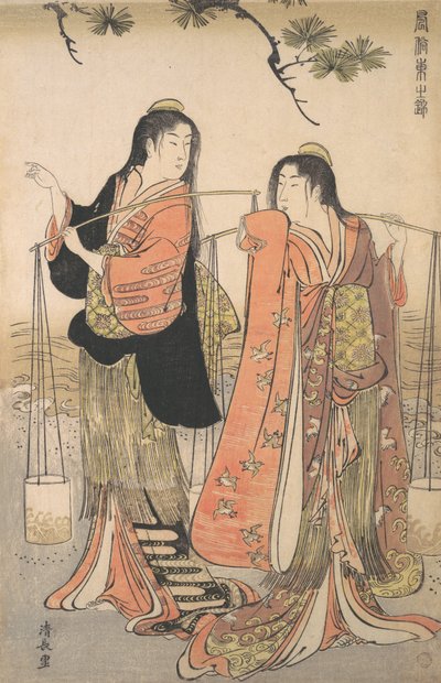 The Dance of the Beach Maidens a Brocade of the East sorozatból, kb. 1770. alkotó: Torii Kiyonaga
