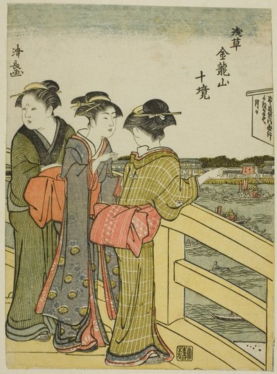 Kilátás az Azuma hídról, a "Kinryuzan templom tíz körzete Asakusában (Asakusa Kinruzan jikkei)" sorozatból alkotó: Torii Kiyonaga