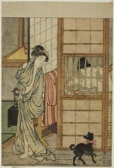 Woman After a Bath, a "Csábító szépségek összehasonlítása (Irokurabe enpu sugata)" c. alkotó: Torii Kiyonaga