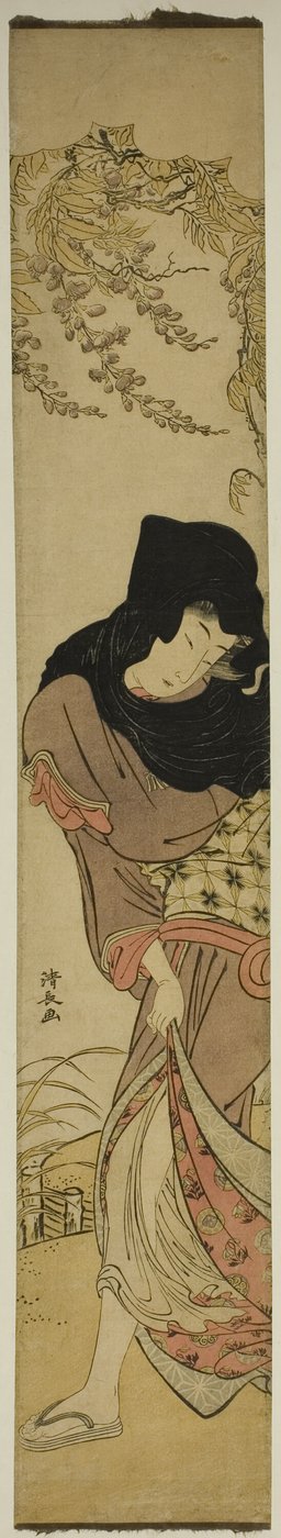 Nő a szélfútta Wisteria alatt alkotó: Torii Kiyonaga