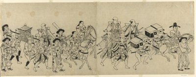A koreai nagykövetség érkezése Edóba alkotó: Torii Kiyonobu I
