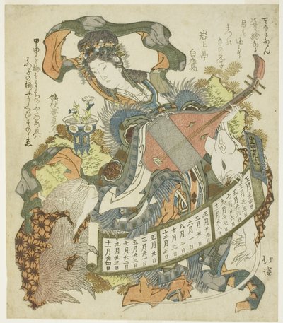 Benzaiten majommal és patkánnyal alkotó: Totoya Hokkei