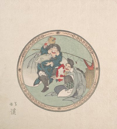 Ebisu és Daikoku, a szerencse hét istene közül kettő, 19. század. alkotó: Totoya Hokkei