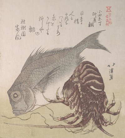 Tai hal és homár, Yanagiya különlegességei Odawara-cho-ban, 19. század. alkotó: Totoya Hokkei