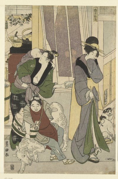 halárus A negyedik hónap, egy triptichon Yongatsu, sanbukutsui (cím a tárgyon) A tizenkét hónap, Toyohiro és Toyokuni (sorozat címe) Toyohiro Toyokuni ryoga juniko (sorozat címe a tárgyon) alkotó: Toyokuni (II) , Utagawa