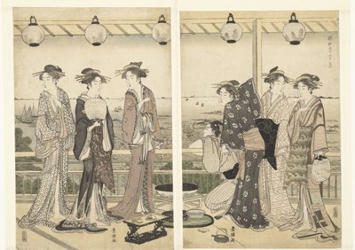 Nyári jelenet Natsu kei (cím a tárgyon) A négy évszak délen (sorozat címe) Minami shiki (sorozat címe az objektumon) alkotó: Toyokuni (II) , Utagawa