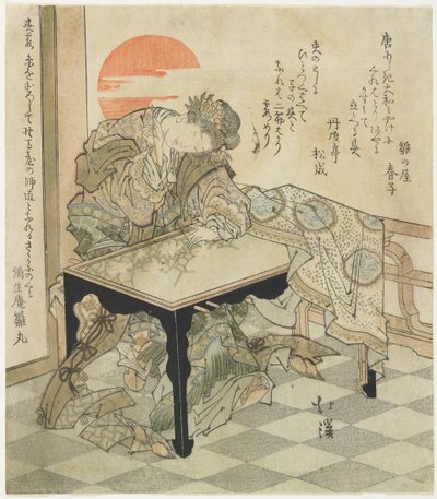(Kínai hercegnő egy hímzőasztalnál), 1828 alkotó: Toyota Hokkei