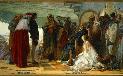 Marco Polo a tatárok nagykánja előtt ... (festmény, vászon) alkotó: Tranquillo Cremona