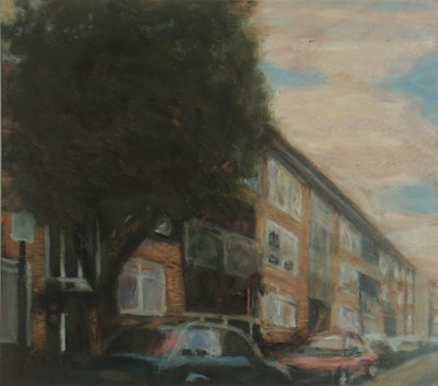 A place to live 4, 2010 (olaj, rétegelt lemez) alkotó: Trevor Burgess