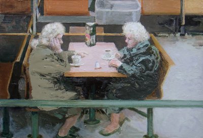 Over a cuppa, 2010 (olaj, tábla) alkotó: Trevor Burgess