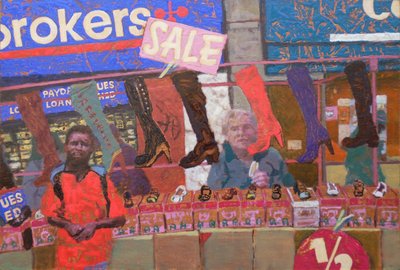 Cipőbódé (Deptford, London), 2013 (olaj, tábla) alkotó: Trevor Burgess