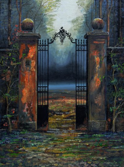 Gates to Chateau, Franciaország, 2024 (olaj, tábla) alkotó: Trevor Neal