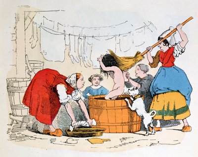 A kötelező fürdő, illusztráció a „Les Defauts Horribles”-hoz, 1860 körül alkotó: Trim