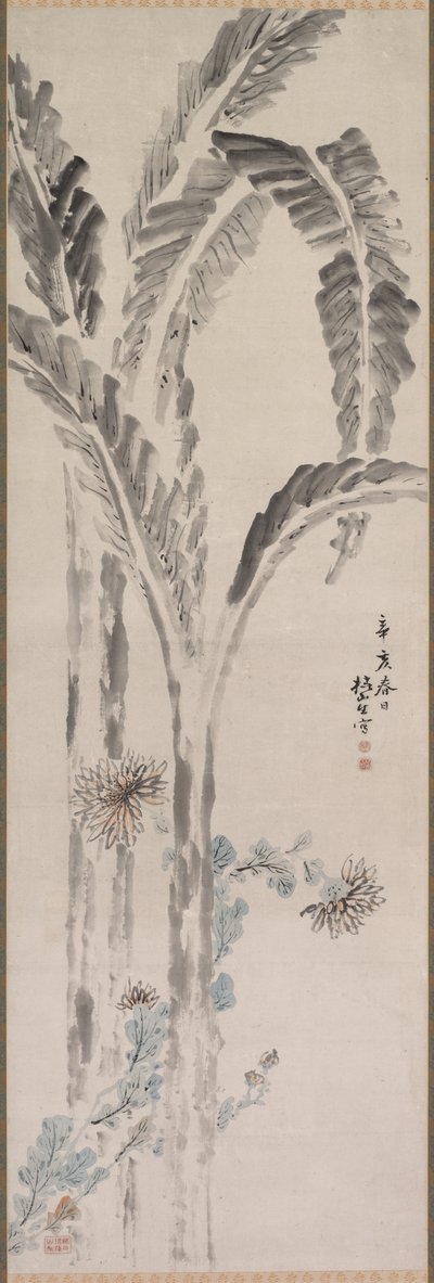 Banán növény és krizantém alkotó: Tsubaki Chinzan