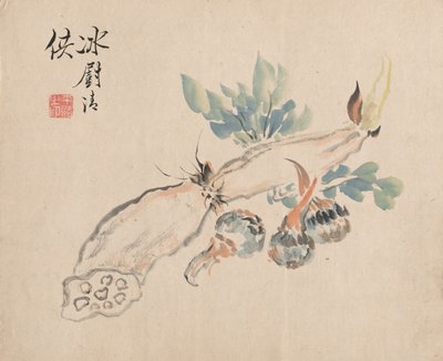 Lótuszgyökér és az Adders Tongue. alkotó: Tsubaki Chinzan