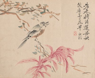 Epres spenót és csalogány alkotó: Tsubaki Chinzan