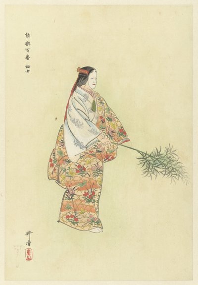 Színész a No Play Hanjo-ban Noh színész a Noh című darabból, a Hanjo Hanjo (cím a tárgyon) Játssz a Hundred Noh-t (sorozat címe) Nogaku hyakuban (sorozat címe az objektumon) alkotó: Tsukioka Kogyo