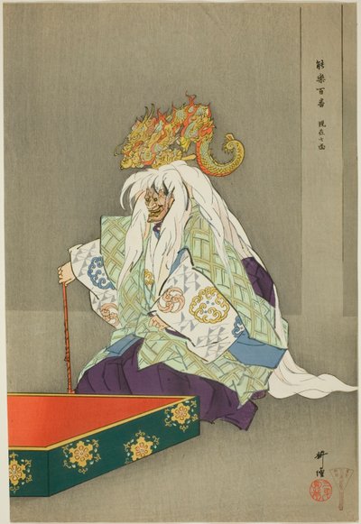 Genzai Shichimen, a "Száz nem dráma (Nogaku hyakuban)" sorozatból. alkotó: Tsukioka Kogyo