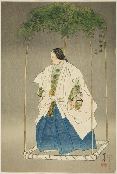 Motome-zuka, a "One Hundred No Dramas (Nogaku hyakuban)" sorozatból. alkotó: Tsukioka Kogyo