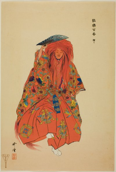 Shojo, a "One Hundred No Dramas (Nogaku hyakuban)" sorozatból. alkotó: Tsukioka Kogyo