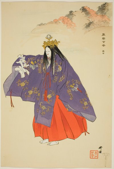 Tatsuta, a "One Hundred No Dramas (Nogaku hyakuban)" sorozatból. alkotó: Tsukioka Kogyo