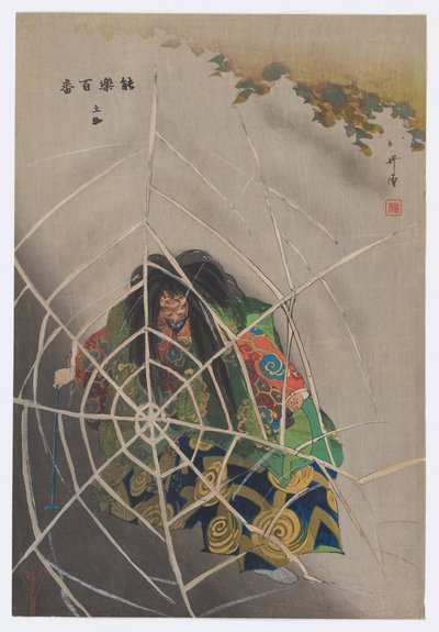 Tsuchigumo, a Száz Noh-játék nyomtatásaiból (Nōgaku hyakuban) alkotó: Tsukioka Kogyo
