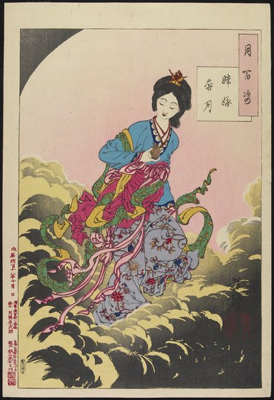 Chang-E felszállás a Holdra, 1885. augusztus alkotó: Tsukioka Yoshitoshi