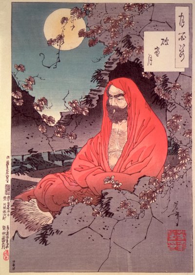 Meditáció holdfényben, (színes fametszet) alkotó: Tsukioka Yoshitoshi