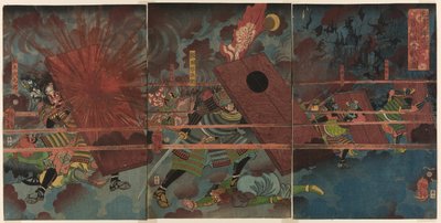 A csata Dzsindzsunál Maszakijó koreai hódítása idején (Masakiyo Sankan taiji, Shinshujo kassen no zu) alkotó: Tsukioka Yoshitoshi