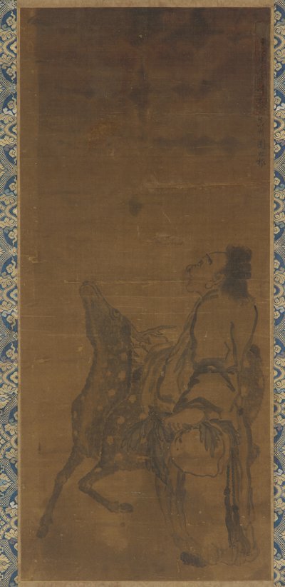 Egy halhatatlan és egy szarvas sárkányt néz a feje fölött, 1751. alkotó: Tuan Shigen
