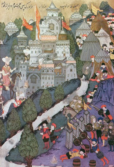 Nikopoliszi csata, 1396. szeptember 25-28., az isztambuli Topkapi Múzeumban őrzött miniatűr fakszimile alkotó: Turkish School
