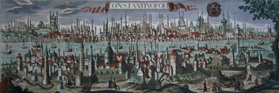 Panorámás kilátás Konstantinápolyra, 18. század vége alkotó: Turkish School