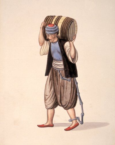 Láncos fogoly, oszmán kor, 18. század harmadik negyede (wc papíron) alkotó: Turkish School