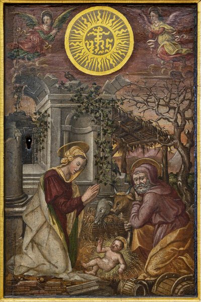 Jézus születése, cibórium ajtaja, XVI. század első fele (olaj, tábla) alkotó: Tuscan School