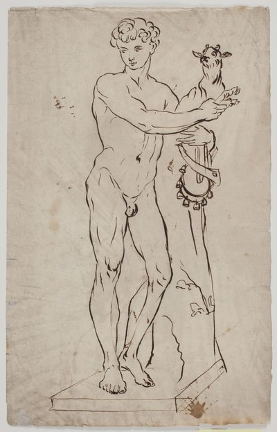 Másolat Saly „Fiatal Faun, aki kecskegidát tart” (1750) szobra után. Példány után négyzet alakú alapon alkotó: Ubekendt KKS21008