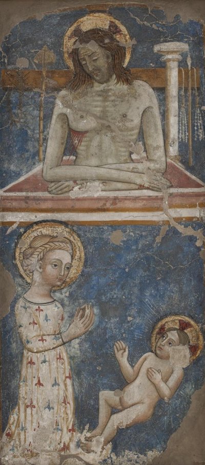 Krisztus mint a fájdalmak embere. Szűz és Gyermek alkotó: Ubekendt italiensk 1300 tallet