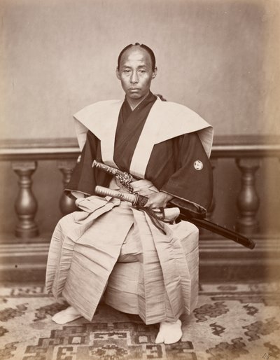 Szamuráj (Harada Kiichi), Nagaszaki, Japán, 1870 körül (albumin nyomat) alkotó: Ueno Hikoma