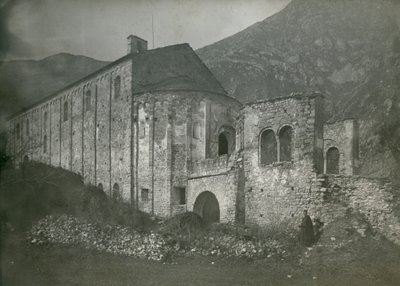 A San Pietro al Monte apátság látképe, Civate, Lombardia, Olaszország, Ugo Monneret de Villard fotója, 1910 körül. alkotó: Ugo Monneret de Villard