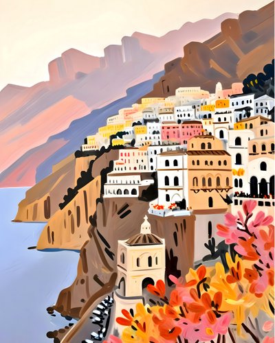 Színes falu az Amalfi-parton alkotó: Uma Gokhale