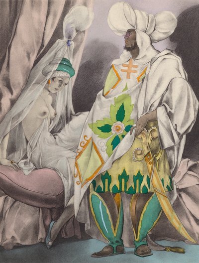 Brunelleschi-illusztráció a Contes et Nouvelles de La Fontaine számára (színes litográfia) alkotó: Umberto (after) Brunelleschi
