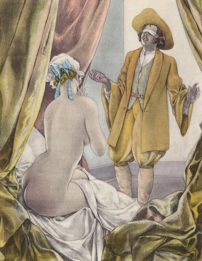 Brunelleschi-illusztráció a Contes et Nouvelles de La Fontaine számára (színes litográfia) alkotó: Umberto (after) Brunelleschi